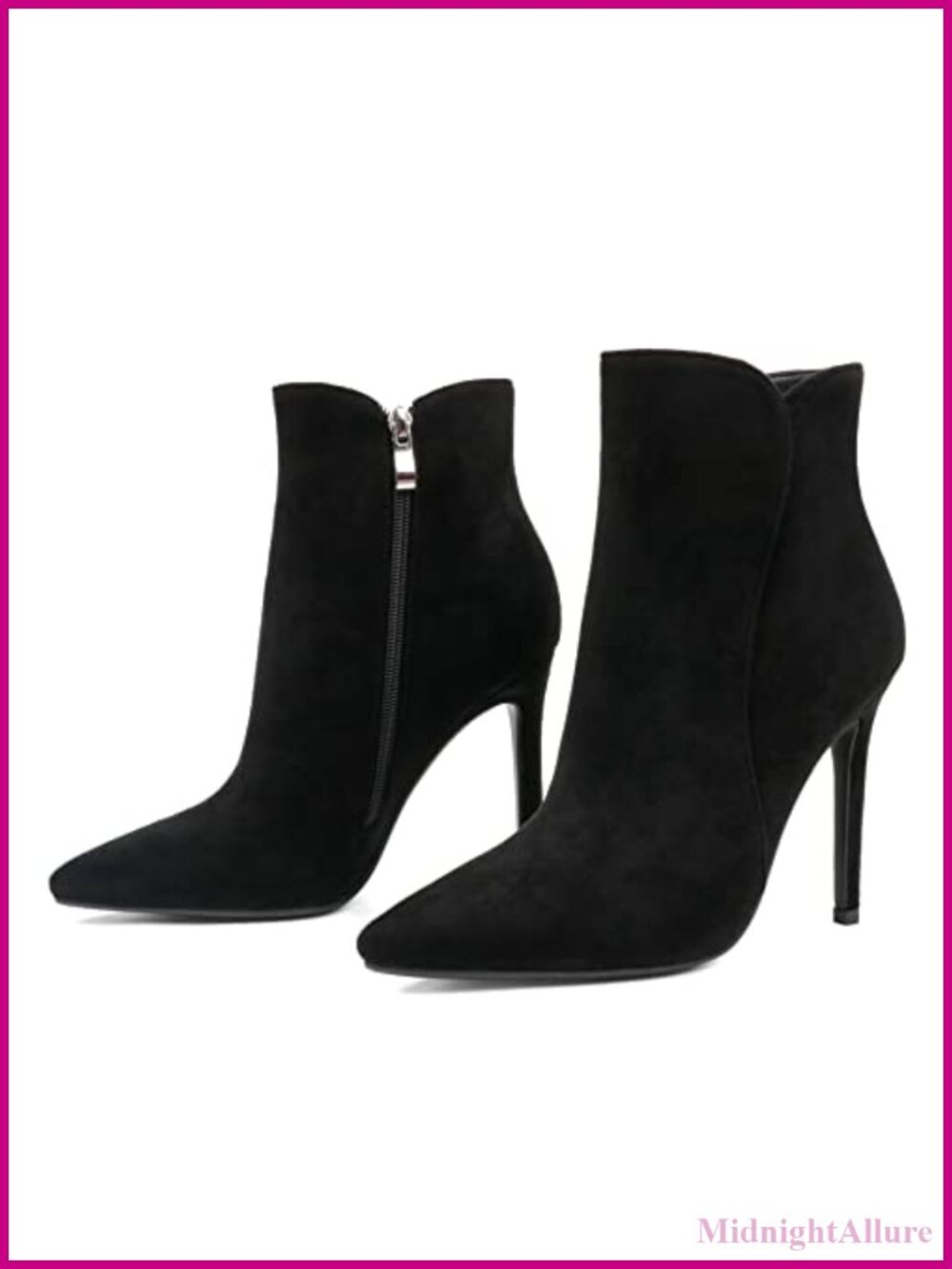 Faux Leather Stiletto Heel Pointed Toe Ankle Booties Side Zipper Women's